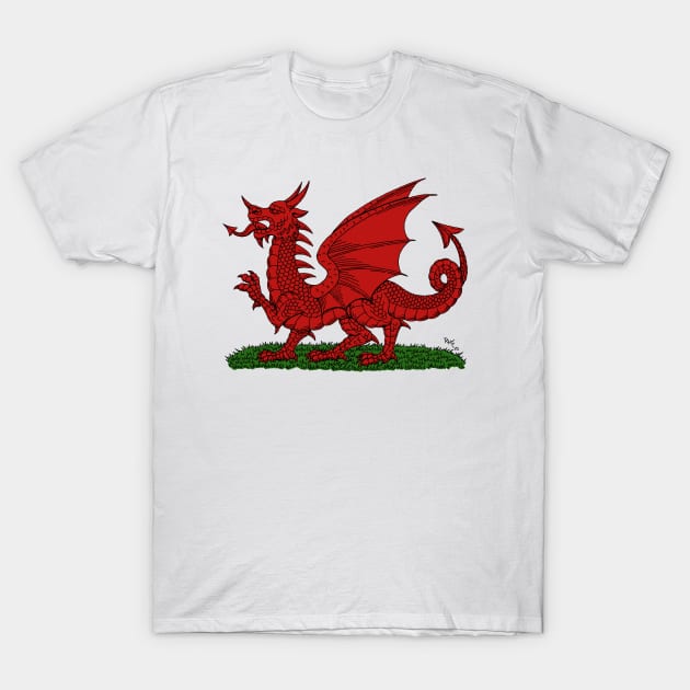 Red Dragon of Wales T-Shirt by AzureLionProductions